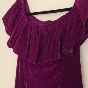 Vintage Purple Velvet Maxi Dress 1960s xs